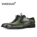 VIKEDUO Hot Luxury Flat Shoes Men's Derby Shoes Handmade 100% Genuine Leather Dress wedding party Shoes Lace-up Original design
