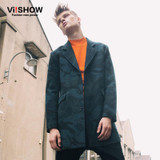 Viishow Long Trench Coat Casual Slim Fit Jacket Mens Camouflage Trench Overcoat  Pea Coats for Men M-XXL F102853