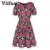 Viifaa Vintage Print Boho Summer 5XL Dress 2017 Women Big Size Off Shoulder Casual Dresses 6XL Plus Size Dress