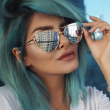 VictoryLip Women Brand Designer Cat Eye Mirror Sunglasses Rose Gold super star Lady Fashion Sun Glasses Female 2017 Newest