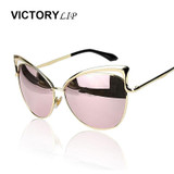 VictoryLip Women Cat Eye Sunglasses Hollow Sunglasses Sexy Celebrity Female Shades UV400 Mirror Retro Cateye Big Sun Glasses