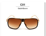 VictoryLip Oversized Men Women Square Sunglasses Brand Designer Mirror Sun Glasses Metal Frame Vintage Cool  High quality male