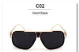 VictoryLip Oversized Men Women Square Sunglasses Brand Designer Mirror Sun Glasses Metal Frame Vintage Cool  High quality male