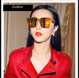 VictoryLip Fashion Luxury 2016  Men Oversized Flat  Square sunglasses Women Brand Designer Beach Metal Mirror Lens Sun Glasses