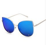 VictoryLip 2016 New Cat eye Brand Designer Sunglasses Women FeMale Fashion  Metal Frame Lady UV400 Mirror Gothic Sun Glasses