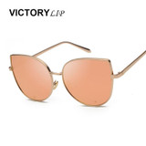 VictoryLip 2016 New Cat eye Brand Designer Sunglasses Women FeMale Fashion  Metal Frame Lady UV400 Mirror Gothic Sun Glasses