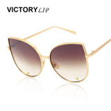 VictoryLip 2016 New Cat eye Brand Designer Sunglasses Women FeMale Fashion  Metal Frame Lady UV400 Mirror Gothic Sun Glasses