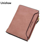 Unishow solid women short wallet small hasp women purse slim female wallet mini coin purse card holders