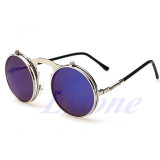 Unisex Gothic Steampunk Mens Sunglasses Coating Mirrored Sunglasses Round Circle Sun glasses Retro Vintage Gafas de Sol