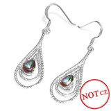 UNIQUE Natural Rainbow Mystic Topaz Earrings Dangle For Women Fashion Pear Genuine 925 Solid Sterling Silver 2016 High Quality