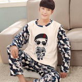 Sea Cloud Autumn and winter men thickening flannel Pajamas plus size sleepwear male cartoon coral fleece lounge set L-4xl