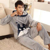 Sea Cloud Autumn and winter men thickening flannel Pajamas plus size sleepwear male cartoon coral fleece lounge set L-4xl
