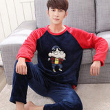 Sea Cloud Autumn and winter men thickening flannel Pajamas plus size sleepwear male cartoon coral fleece lounge set L-4xl
