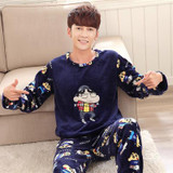 Sea Cloud Autumn and winter men thickening flannel Pajamas plus size sleepwear male cartoon coral fleece lounge set L-4xl