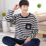 Sea Cloud Autumn and winter men thickening flannel Pajamas plus size sleepwear male cartoon coral fleece lounge set L-4xl