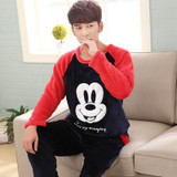 Sea Cloud Autumn and winter men thickening flannel Pajamas plus size sleepwear male cartoon coral fleece lounge set L-4xl