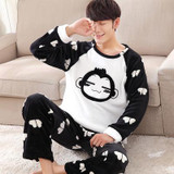 Sea Cloud Autumn and winter men thickening flannel Pajamas plus size sleepwear male cartoon coral fleece lounge set L-4xl