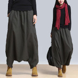 SCUWLINEN 2017 Linen Casual Pants Personality Loose Harem Pants Plus Size Elastic Waist Women's Pants Trousers for Women S10