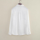 Scolour Plus Size Women Long Sleeve Rose Flower Blouse Fashion Spring Summer Turn Down Collar Loose Casual Chiffon Shirt Blusas
