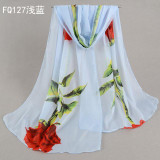 Scarf luxury brand spring 2017 fashion women silk scarf chiffon hijab print thin long scarves foulard