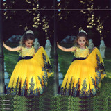 Saudi Arabic Yellow Lace Ball Gown Pageant Dresses for Little Girls Vestido de daminha First Communion Gowns Flower Girls Dress