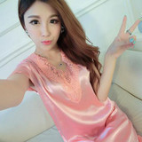 Satin Nightshirts For Women Ladies faux Silk Sleeping Dress female Nightdress Sleepwear Pijama Pyjama Nightwear summer nightgown