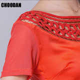 Satin Blouse Shirt Mesh Patchwork Sexy Lace Hollow Out Women Shirts Short Sleeve 2017 Summer Korean Fashion Fitness Ladies Tops