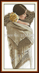 Sari beauty girl paintings home wall Decor counted print on canvas DMC Cross Stitch kits 11CT 14CT needlework Set DIY embroidery