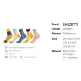 SANZETTI 5 pairs/lot Women's Funny Colorful Combed Cotton Socks Cartoon Food Oil Painting Cute Ankle Socks Novelty Gift