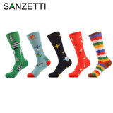 SANZETTI 5 Pairs/Lot Colorful Bright Women Socks Novelty Pattern Plane Space Star Cute Sword Female Combed Cotton Socks