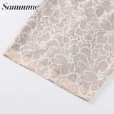 Samuume New Arrival Women Fashion Pencil Midi Skirts Lace 2017 High Waist Bodycon Office Skirts Autumn Saia Femininas A1708016