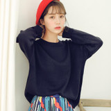 All Match Basic Style Loose Casual Fashion Solid O-neck Long Sleeve Female Sweaters