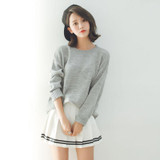 All Match Basic Style Loose Casual Fashion Solid O-neck Long Sleeve Female Sweaters