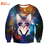 Alisister 2018 New Fashion Men/women's Unicorn Cat Hoodie Winter/autumn 3d Galaxy Sweatshirts Clothes Harajuku Animal Sweatshirt