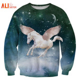 Alisister 2018 New Fashion Men/women's Unicorn Cat Hoodie Winter/autumn 3d Galaxy Sweatshirts Clothes Harajuku Animal Sweatshirt
