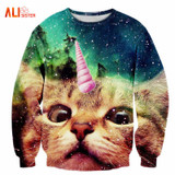 Alisister 2018 New Fashion Men/women's Unicorn Cat Hoodie Winter/autumn 3d Galaxy Sweatshirts Clothes Harajuku Animal Sweatshirt