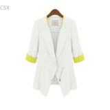 Alishebuy Fashion Blazer Autumn -Summer Half Sleeve Blazers Women Suits Jackets Slim Zipper Casual Coat ,Office lady wear