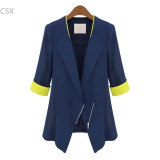 Alishebuy Fashion Blazer Autumn -Summer Half Sleeve Blazers Women Suits Jackets Slim Zipper Casual Coat ,Office lady wear
