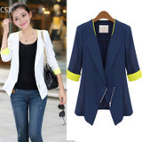 Alishebuy Fashion Blazer Autumn -Summer Half Sleeve Blazers Women Suits Jackets Slim Zipper Casual Coat ,Office lady wear