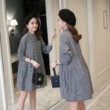 867# Black Plaid Cotton Maternity Blouses A Line Loose Clothes for Pregnant Women 2018 Spring Fashion Pregnancy Shirts Dress Top