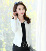 806# Fashion 2017 New Slim Women Casual Blazers Jackets Small Suit Blazer Feminino Elegant One Button White Jaqueta Feminina