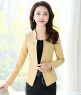 806# Fashion 2017 New Slim Women Casual Blazers Jackets Small Suit Blazer Feminino Elegant One Button White Jaqueta Feminina