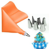 8 PCS/Set Silicone Kitchen Accessories Icing Piping Cream Pastry Bag + 6 Stainless Steel Nozzle Set DIY Cake Decorating Tips Set