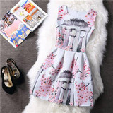 New A-Line dress for Women teenagers butterfly print sleeveless Ladies princess party dress 2017 Women dress vestidos