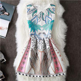 New A-Line dress for Women teenagers butterfly print sleeveless Ladies princess party dress 12 - 20 years 2017 Women's dress