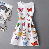 New A-Line dress for Women teenagers butterfly print sleeveless Ladies princess party dress 12 - 20 years 2017 Women's dress