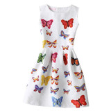New A-Line dress for Women teenagers butterfly print sleeveless Ladies princess party dress 12 - 20 years 2017 Women's dress
