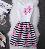 New A-Line dress for Women teenagers  butterfly print sleeveless Ladies princess party dress 12 - 20 years 2017 Women's dress