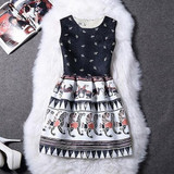 New A-Line dress for Women teenagers  butterfly print sleeveless Ladies princess party dress 12 - 20 years 2017 Women's dress