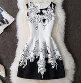 New A-Line dress for Women teenagers  butterfly print sleeveless Ladies princess party dress 12 - 20 years 2017 Women's dress